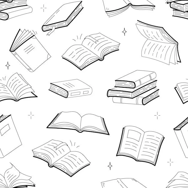 Libros de patrones sin fisuras, libros de texto de contorno de doodle |  Vector Gratis