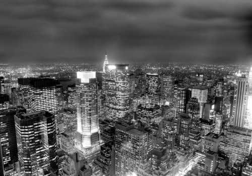 Lienzo cuadro Vista aerea nueva york blanco y negro