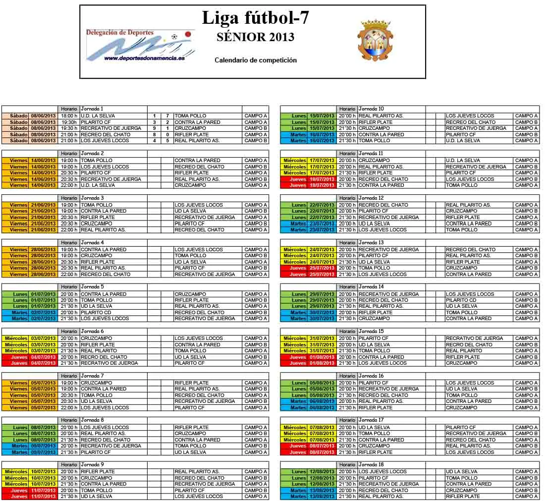 Liga Fútbol-7: Calendario Liga del Fútbol-7