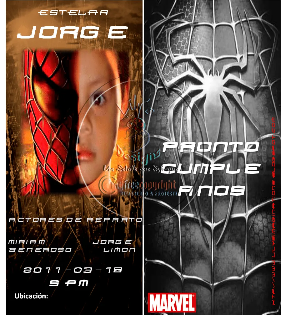 Lilys Imaginations: Invitacion del Hombre Araña tipo Cartel de cine