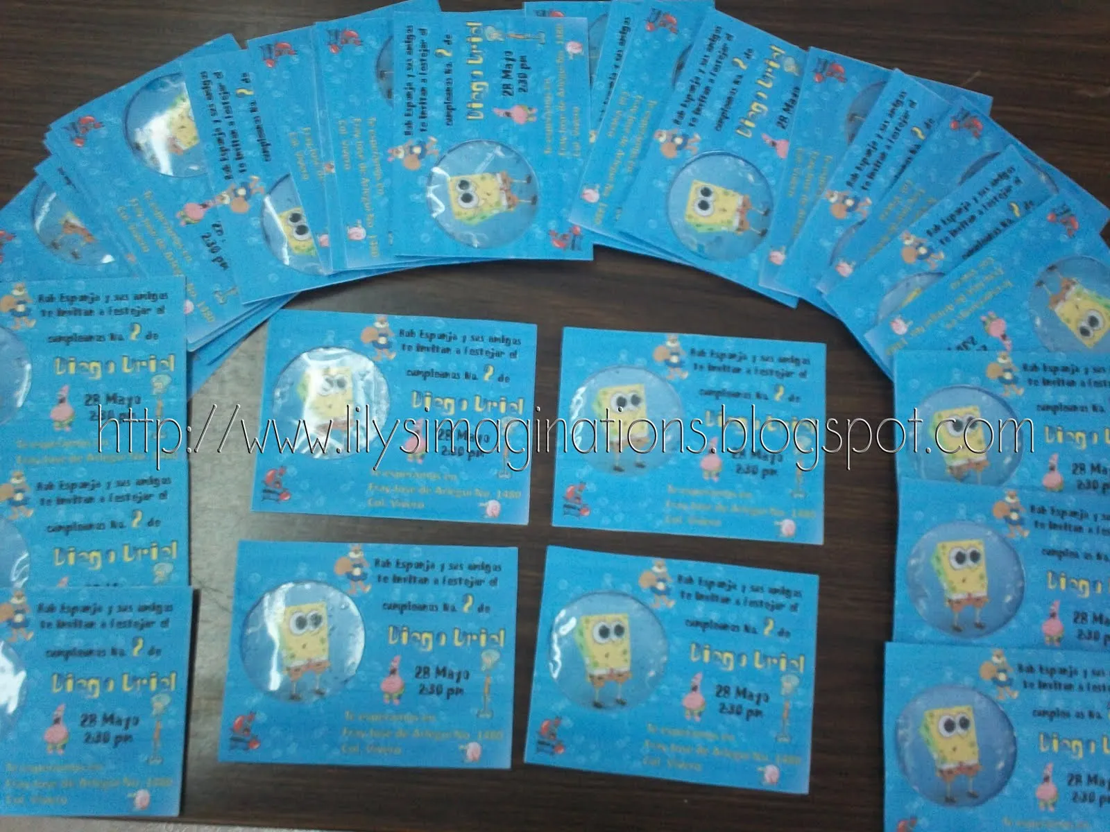 Lilys Imaginations: Invitaciones de Gel de Bob Esponja