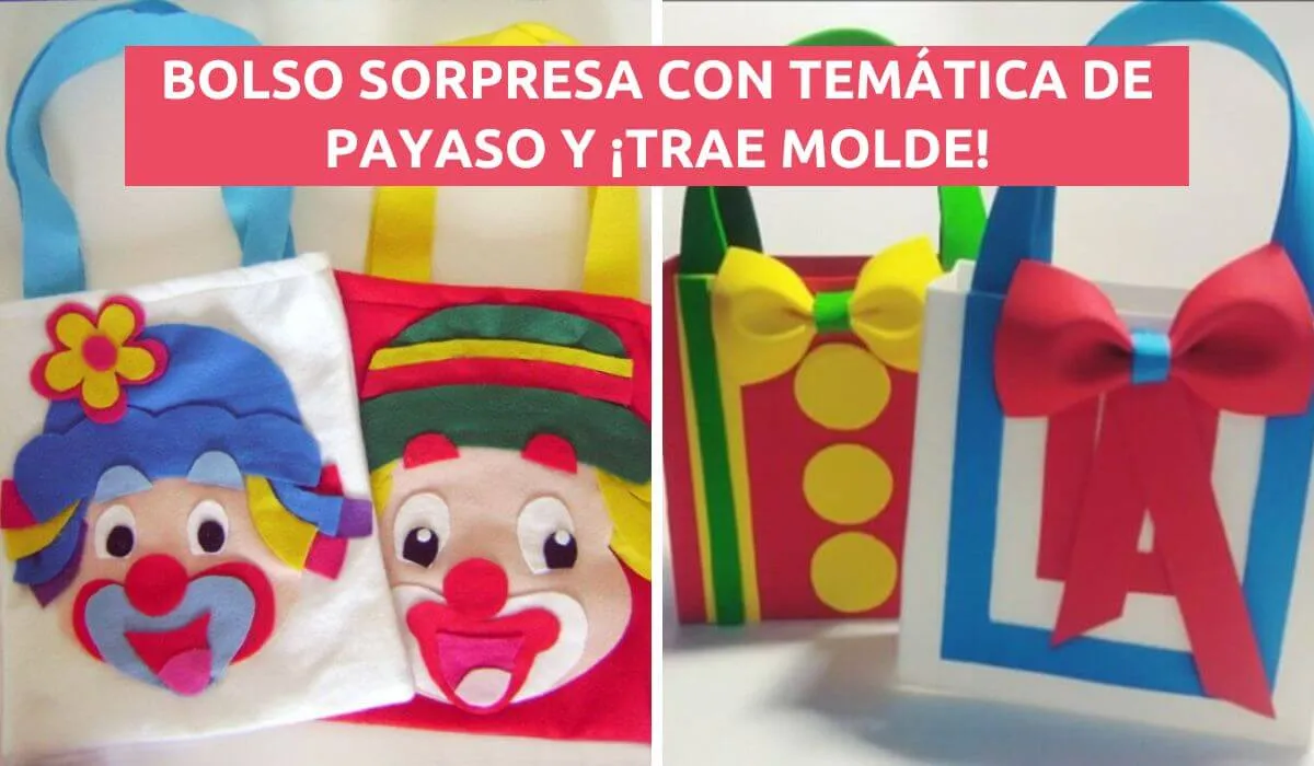 LINDAS IDEAS DE BOLSOS SORPRESA CON MOLDE CON MOTIVO DE PAYASO PARA NIÑOS.  ¡LA # 12 TE ENCANTARÁ! - Manualidades eli