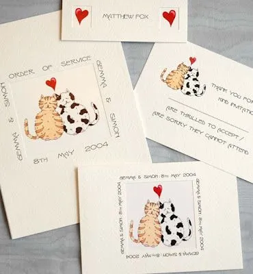 Lindas invitaciones de boda con gatitos amorosos.