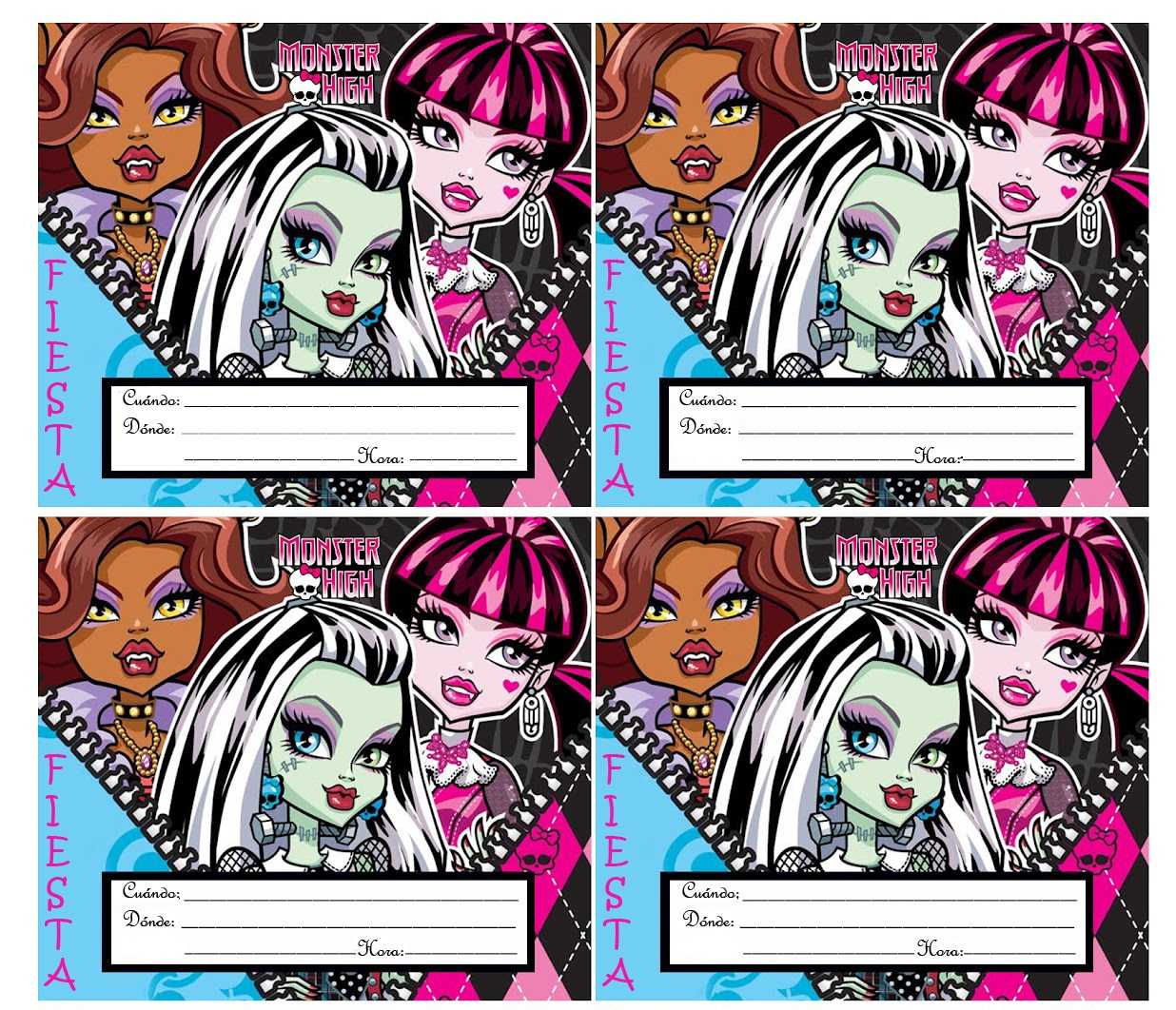 Las más lindas invitaciones para tu fiesta Monster High! | Fiesta101