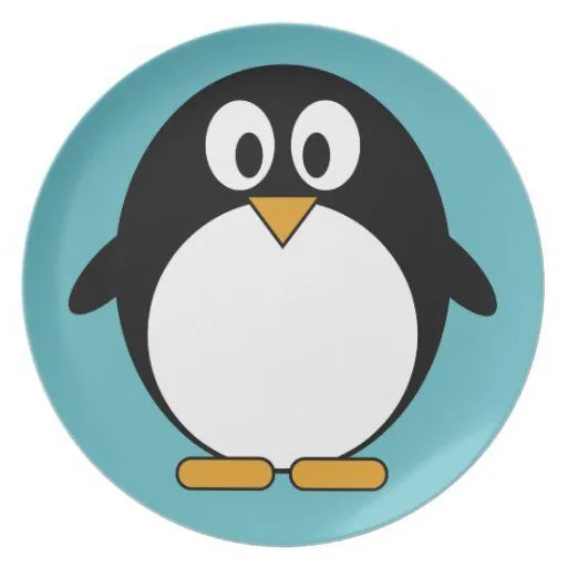 Ejemplo lindo del dibujo animado del pingüino plato | Zazzle