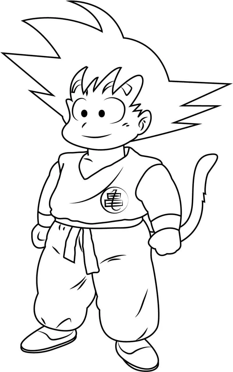 Lindo Niño Goku para colorear, imprimir e dibujar –ColoringOnly.Com