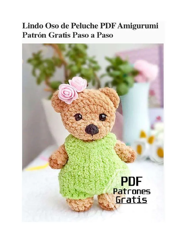 Lindo Oso de Peluche PDF Amigurumi Patron Gratis Paso A Paso | PDF |  Amigurumi | Arte popular