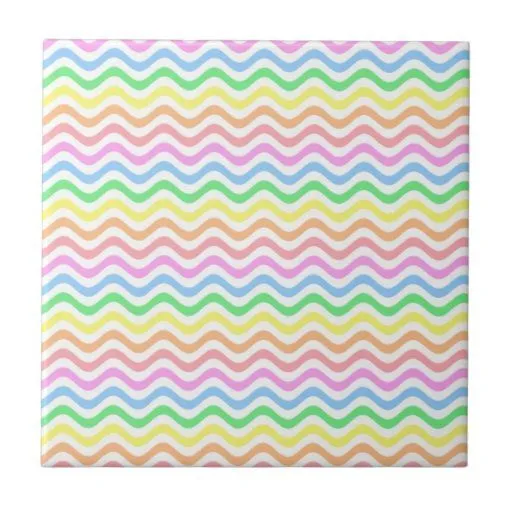 Líneas en colores pastel onduladas tejas cerámicas | Zazzle