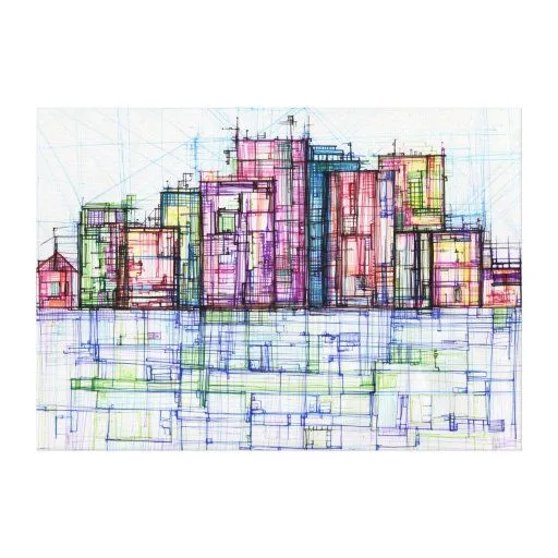 Líneas del paisaje urbano impresion de lienzo | Zazzle