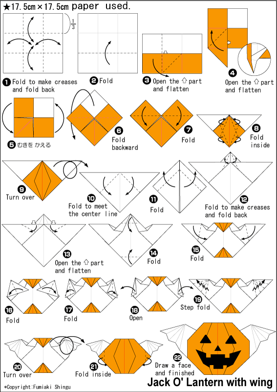 Linterna de Halloween con alas | El arte del Origami