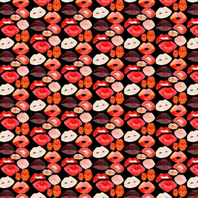 Lips Wallpaper, Black - Eclectic - Wallpaper - other metro - by Voutsa