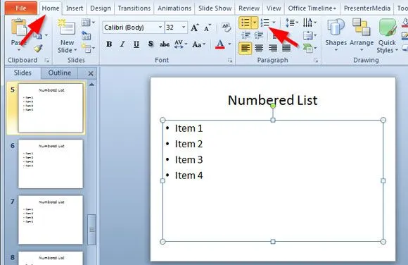 Cómo hacer una lista numerada en PowerPoint