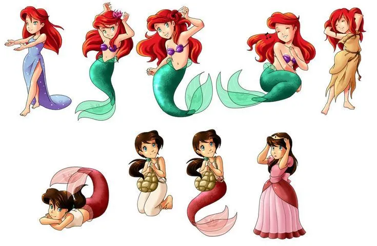 Little Mermaid 1 and 2 drawings SO cute!!! ariel-disney-disney ...