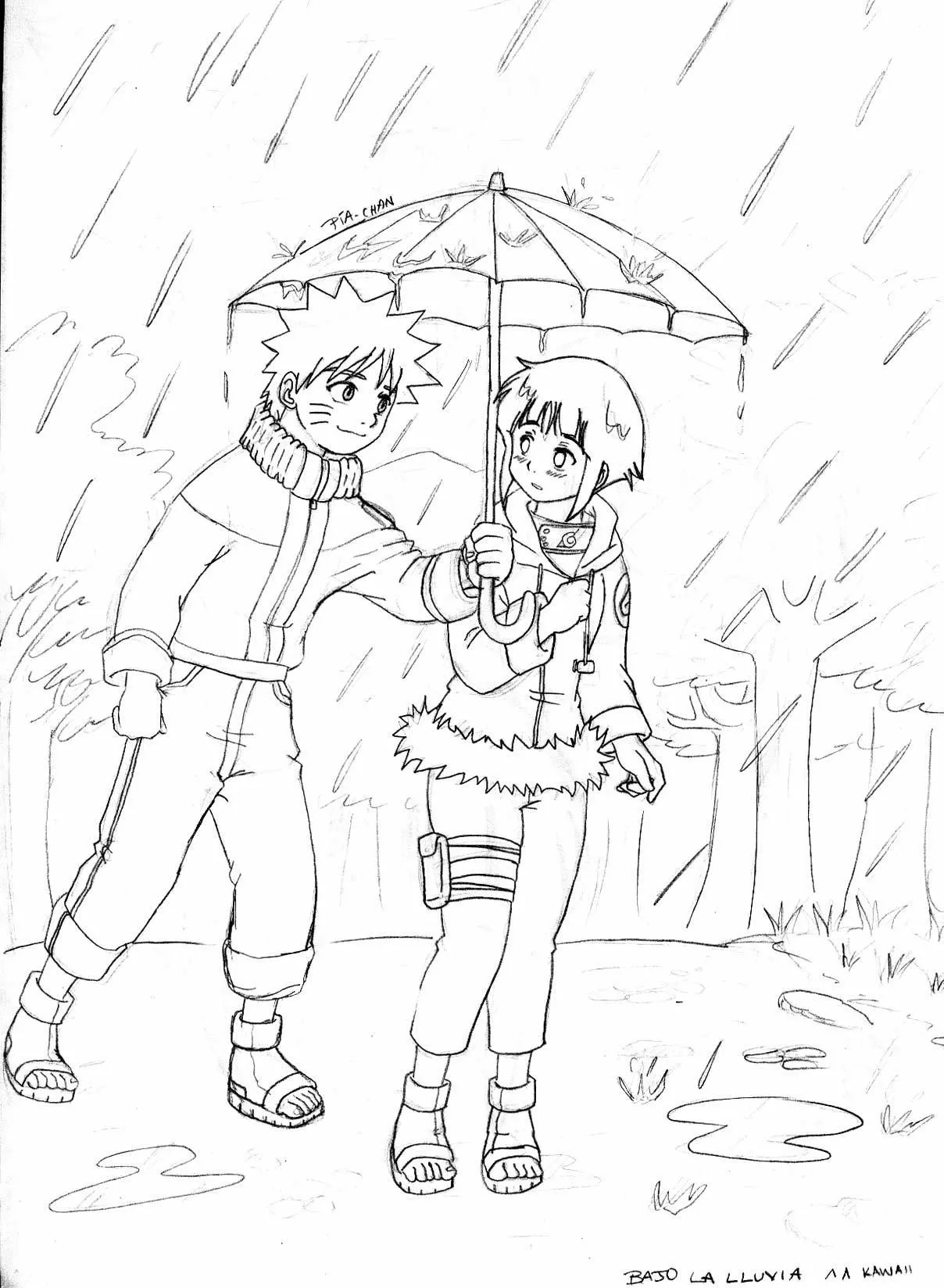 bajo la lluvia by pia sama manga anime traditional media fan art ...