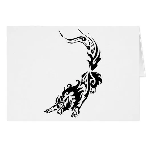 Lobo ardiente tribal Pouncing.png Tarjetón de Zazzle.