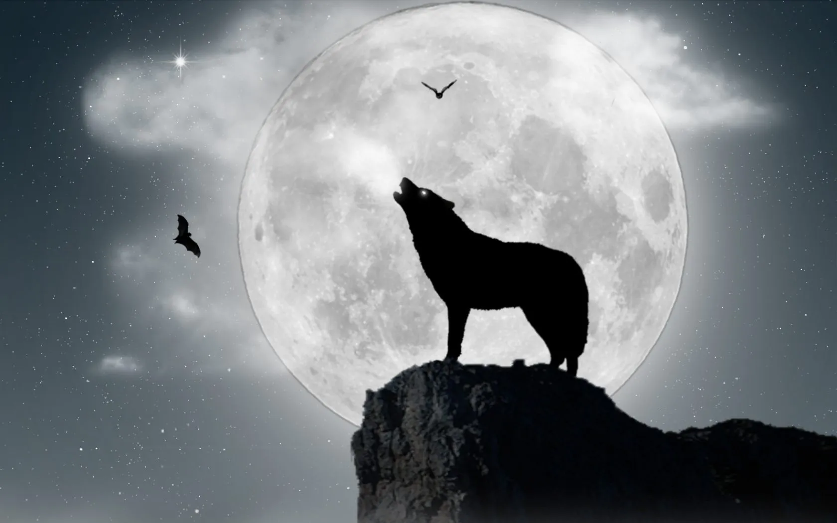 Lobo aullando a la luna llena - 1680x1050 :: Fondos de pantalla y ...