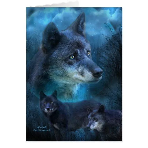 Lobo azul ArtCard Tarjetas de Zazzle.