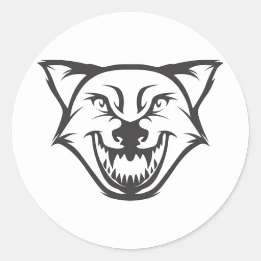 El lobo negro de encargo se divierte el logotipo pegatina de Zazzle.