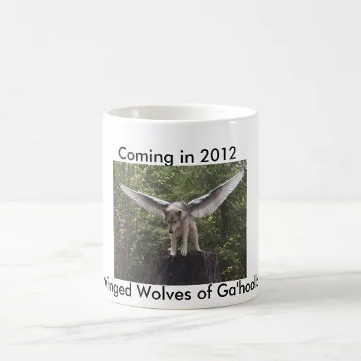 Lobos cons alas de la taza de Ga'hoolbe de Zazzle.