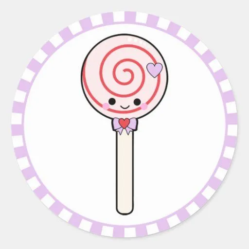 Lollipop dulce del caramelo pegatinas redondas | Zazzle