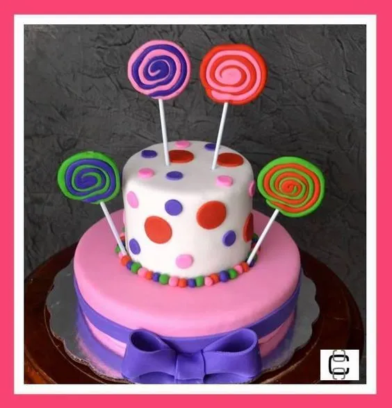 LOLLIPOPS FONDANT CAKE (Pastel de cumpleaños decorado con paletas ...