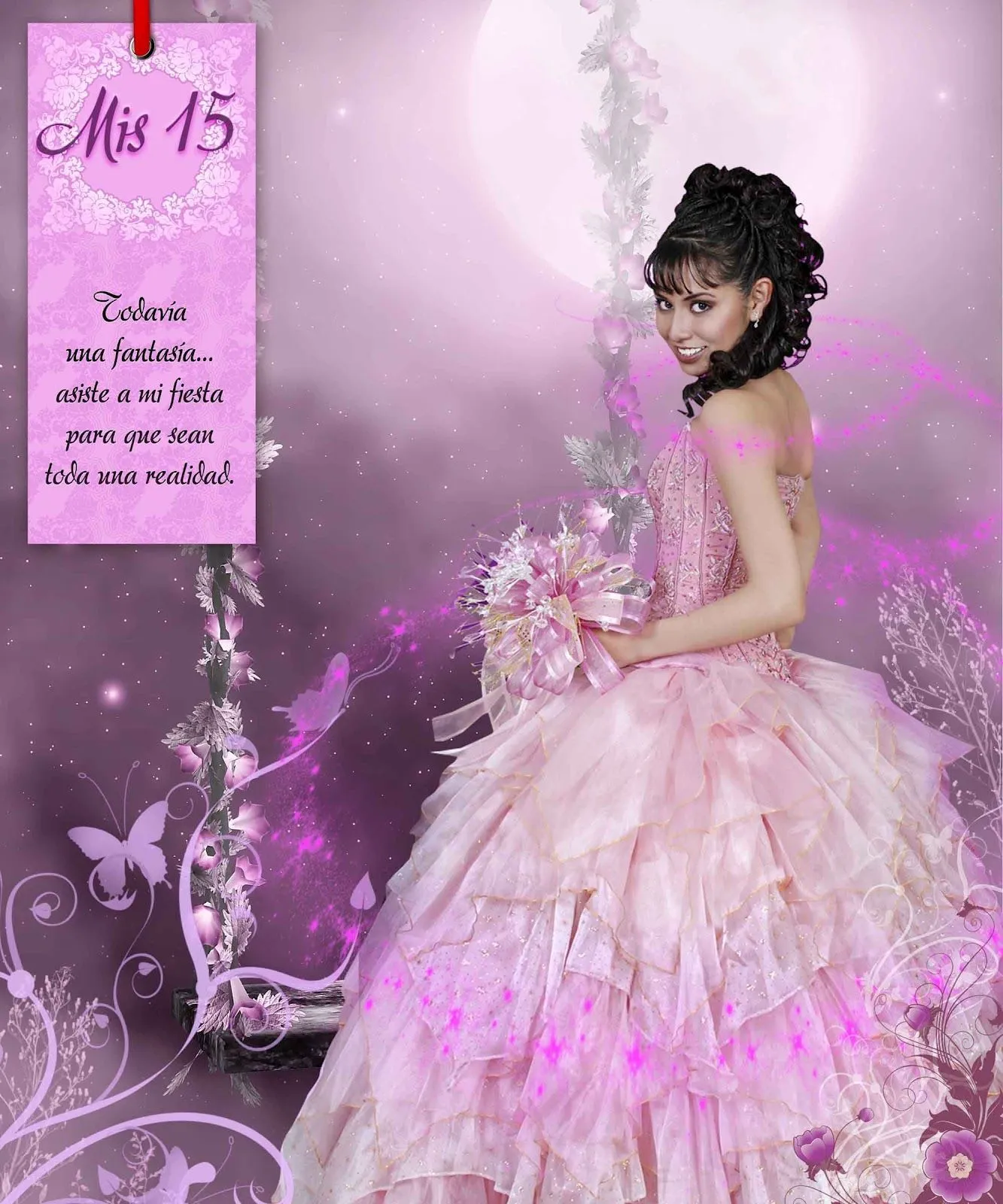 Lona de bienvenida para quinceañeras - Plantillas para Photoshop 2014