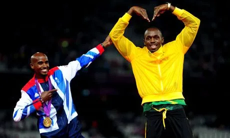 London 2012: Mo Farah honoured by Usain Bolt 'Mobot' tribute ...