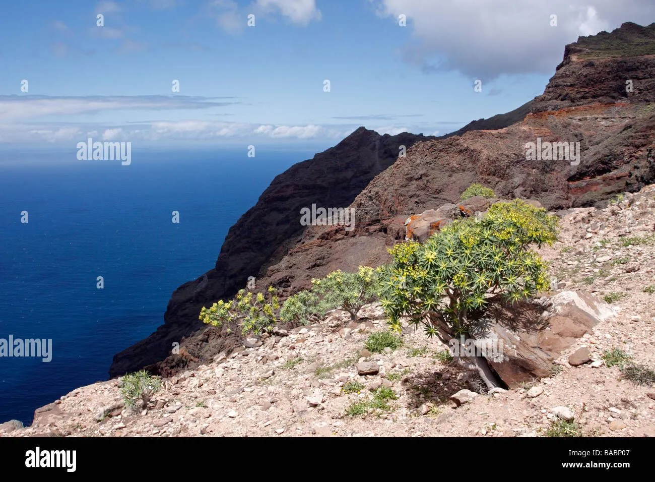 Looking Down From The La Merica Plateau On La Gomera. Alojera Lies ...