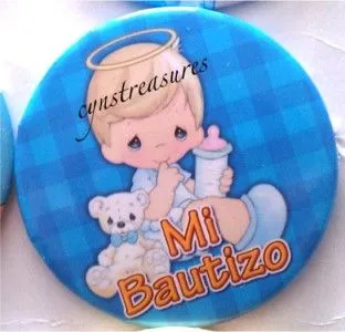 LOTE DE (12) BUTTONS PINS PRECIOUS MOMENTS BAUTIZO BLUE