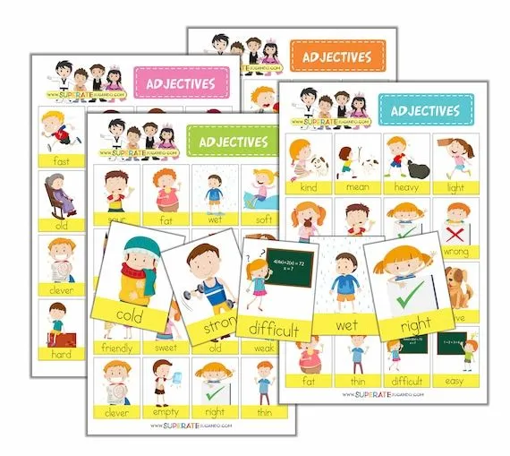 Lotería Adjetivos en INGLES para imprimir Printable ADJECTIVES Bingo - Etsy  España