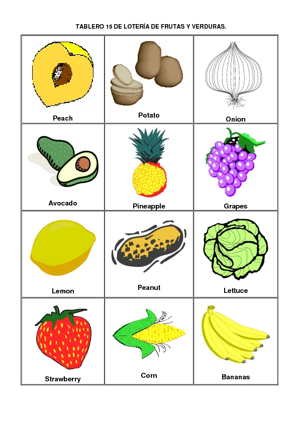 Loteria Frutas Y Verduras En Espanol E Ingles Pictures