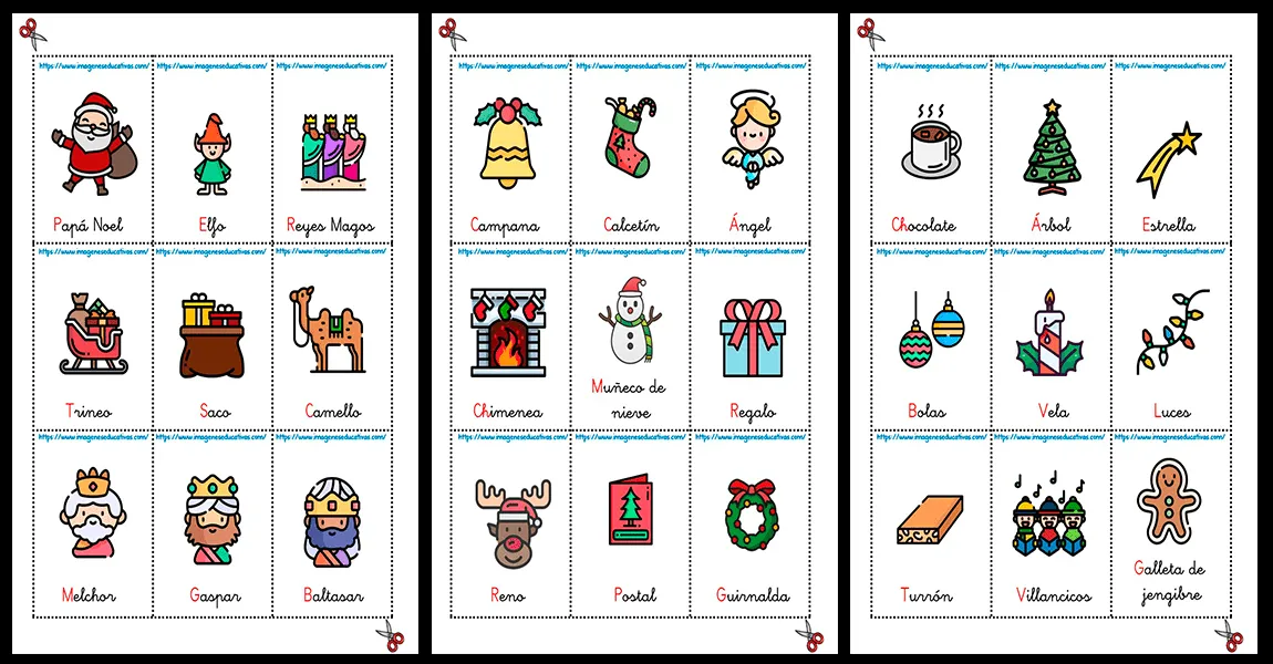 LOTERIA DE IMÁGENES: VOCABULARIO DE NAVIDAD – Imagenes Educativas