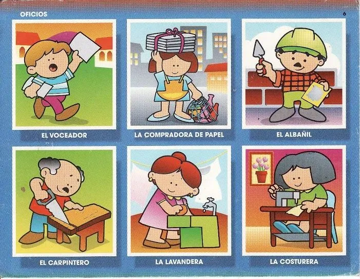 Loteria de oficios y profesiones en inglés para imprimir - Imagui