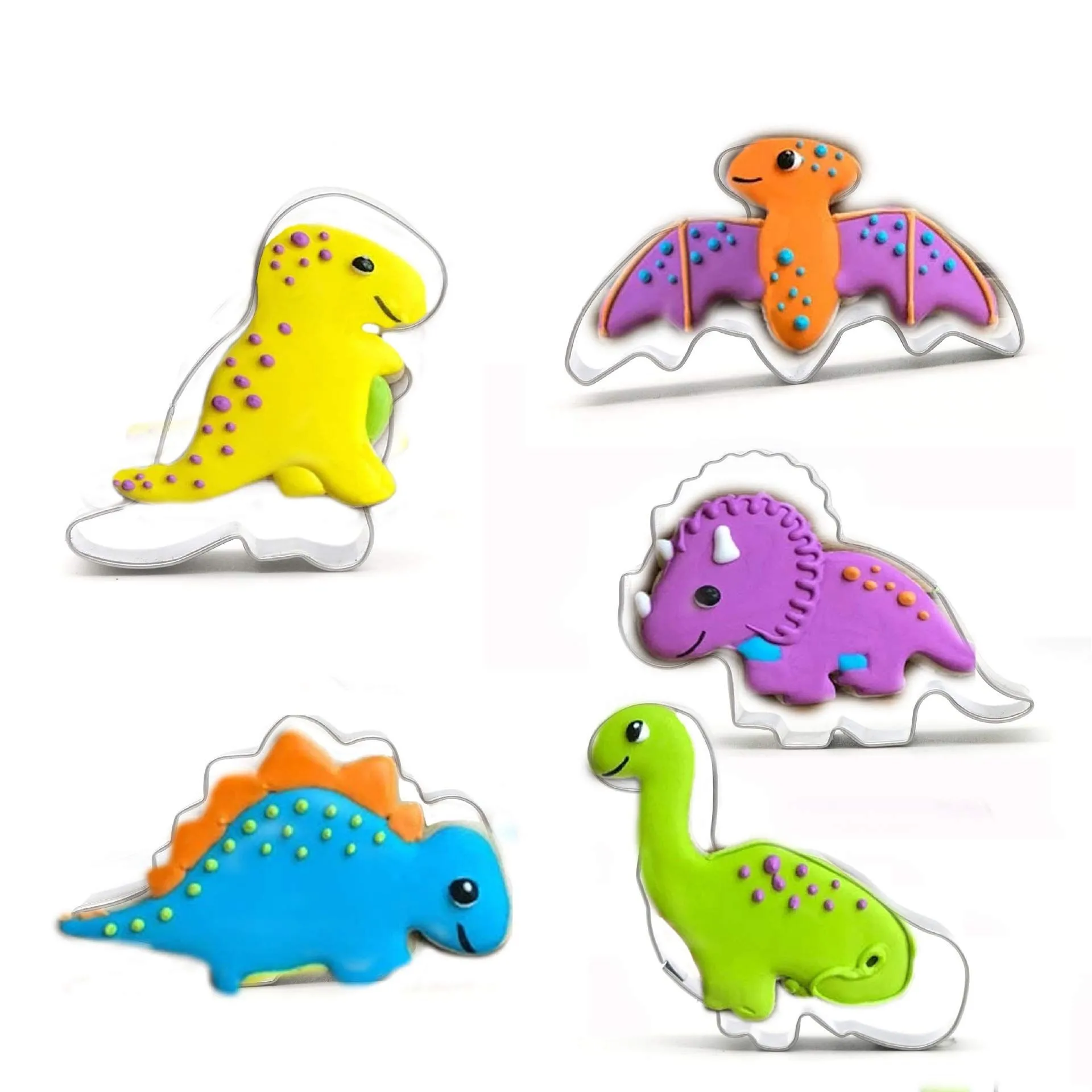 Lstwgc Juego de 5 moldes de Galleta Fondant de Dinosaurio de Acero  Inoxidable, un Juego de 5 moldes de Modelado de Dinosaurio : Amazon.com.mx:  Hogar y Cocina