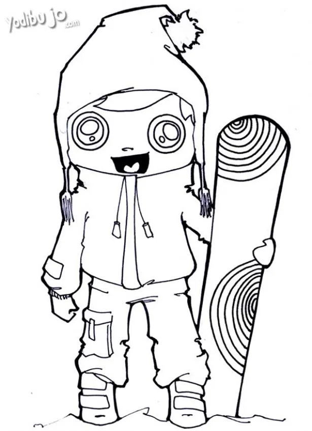 Luis hace snowboard - Dibujos para colorear SNOWBOARD