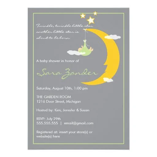 Luna y estrellas de la invitación de la fiesta de de Zazzle.