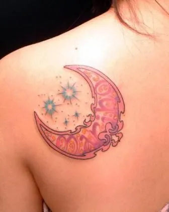 Luna de flores con destellos by Alex Strangler - Tatuajes para Mujeres