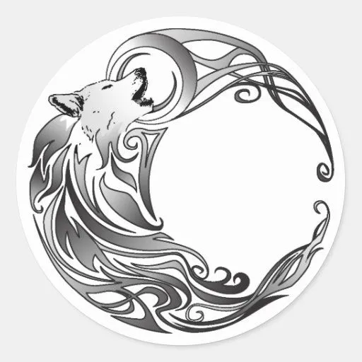 Lobo tribal - sombreado etiquetas de Zazzle.