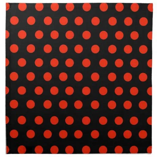 Lunares rojos con el fondo negro servilletas | Zazzle