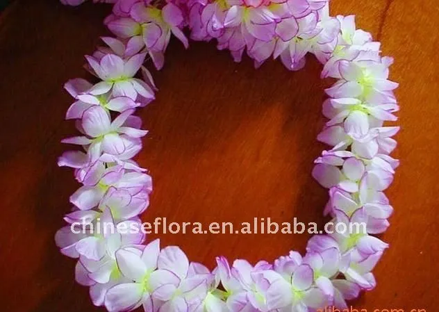 luz de color rosa de flores hawaiano collar-Flores y guirnaldas ...