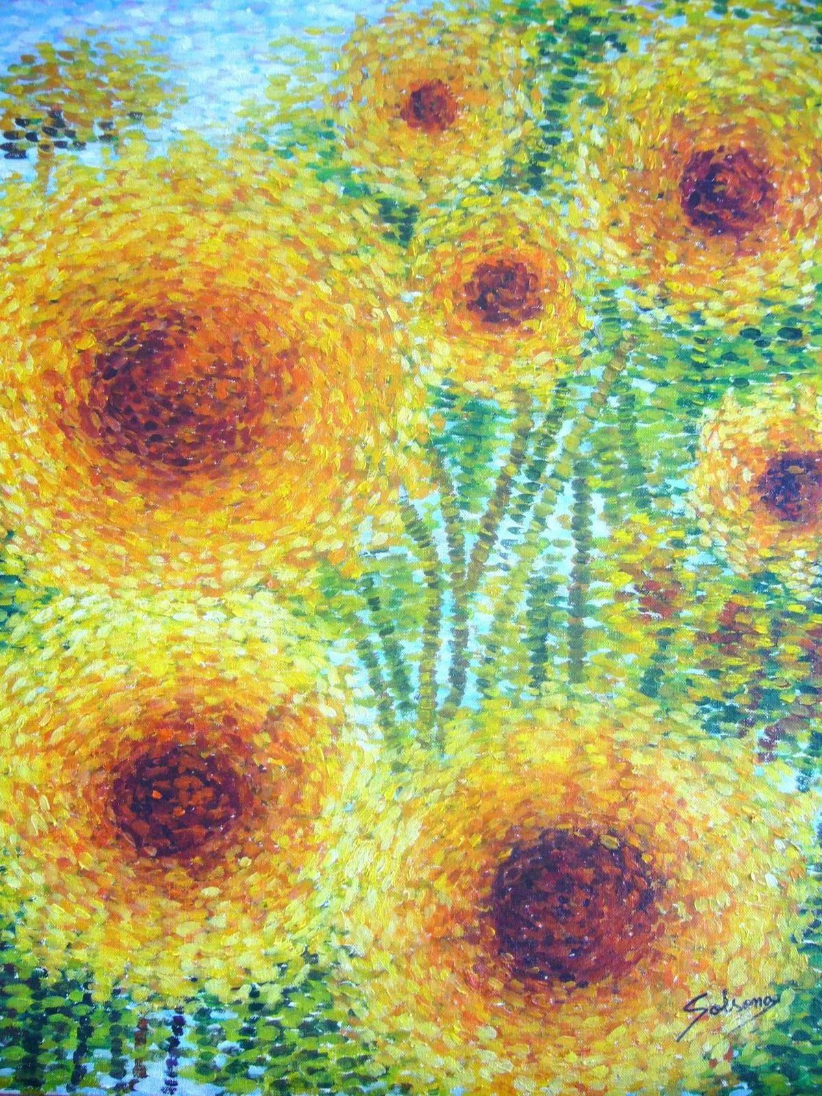 mabelARTcreation: GIRASOLES NEOIMPRESIONISMO (