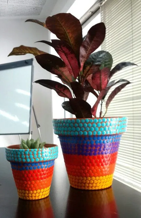 Maceta de barro pintada a mano con diseño exclusivo MACETAS GDAY ...