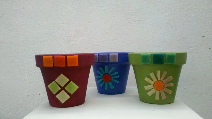 Macetas de barro con mosaicos | mis mosaicos y vitromosaicos ...
