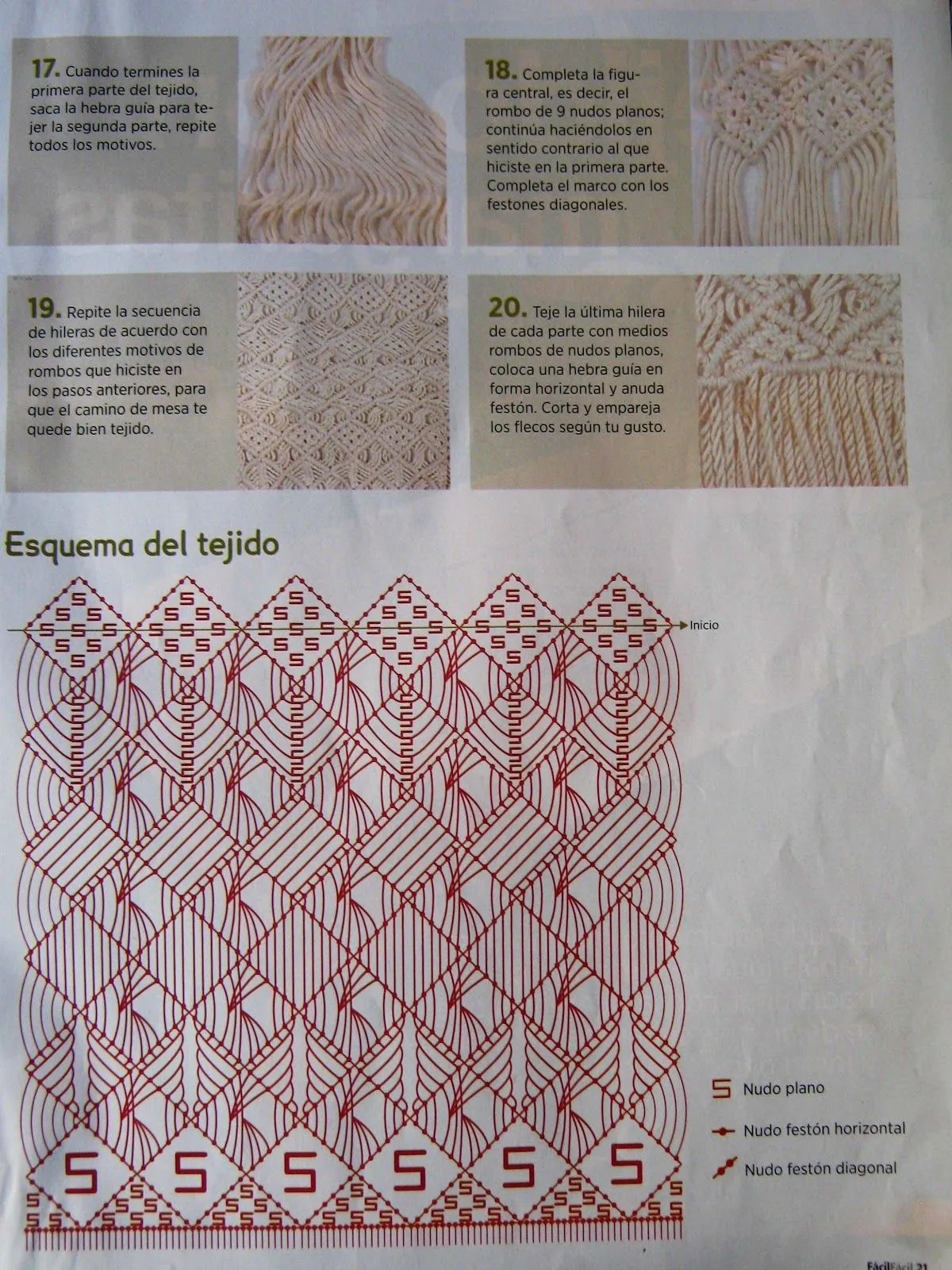 Macradabra: Tutorial Camino de mesa en macramé