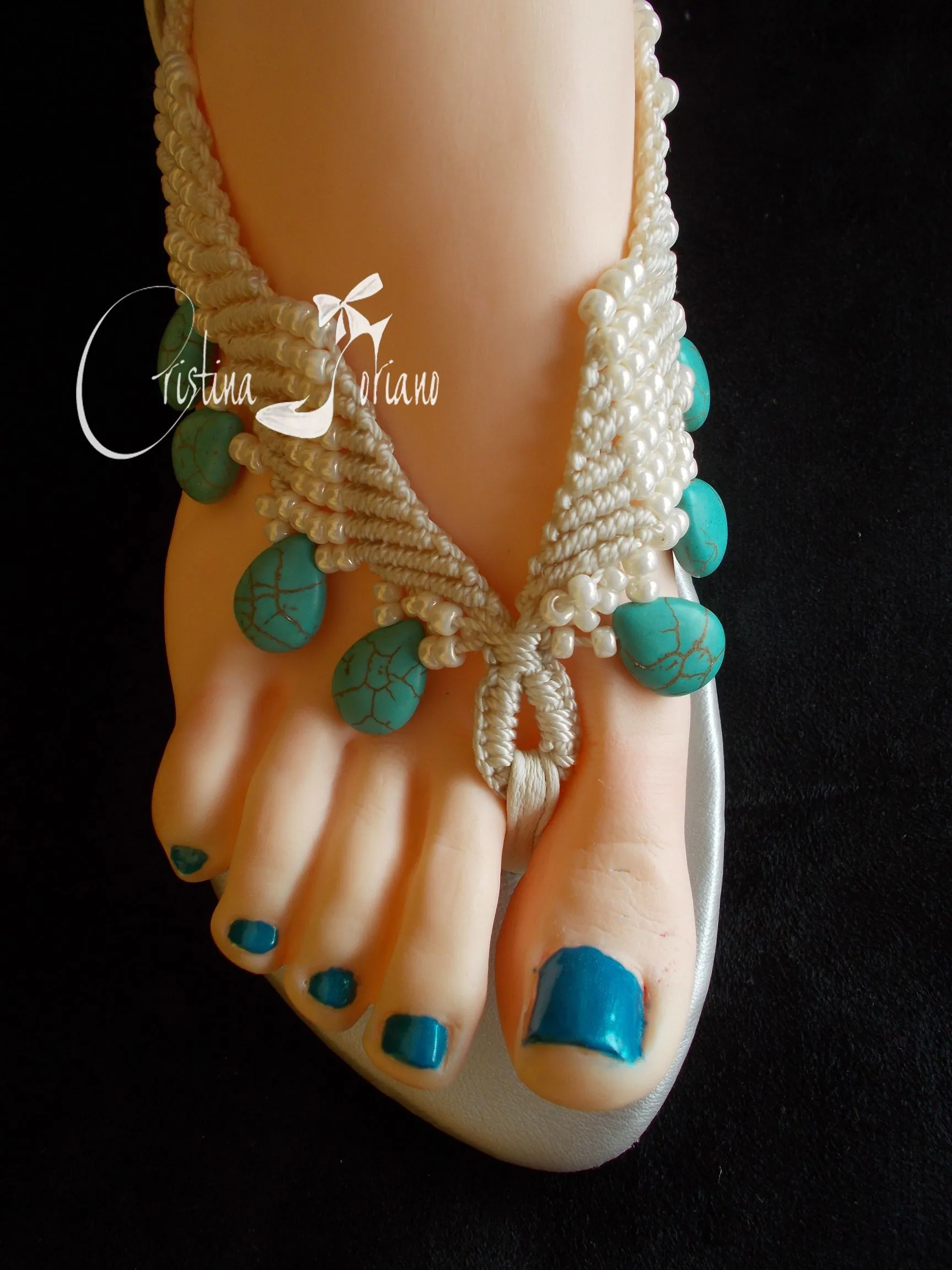 macrame tacon alto sandalias | Cris Axesory