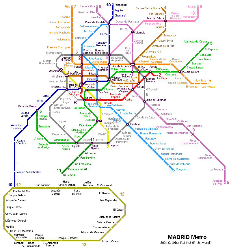 Madrid - mapa del metro | Mapa detallado de la metropolitana de ...