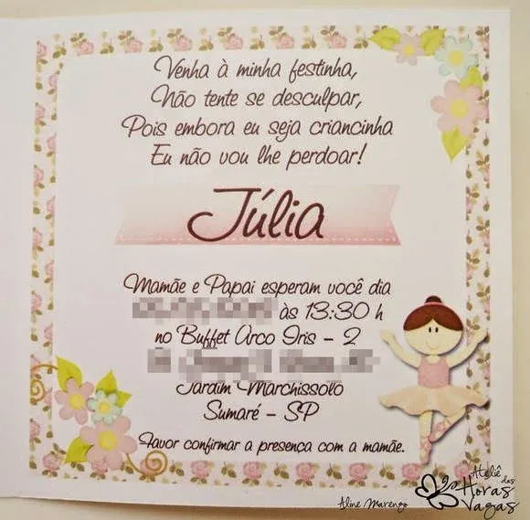 Mãe Para Sempre!: Frases para convites de aniversário infantil