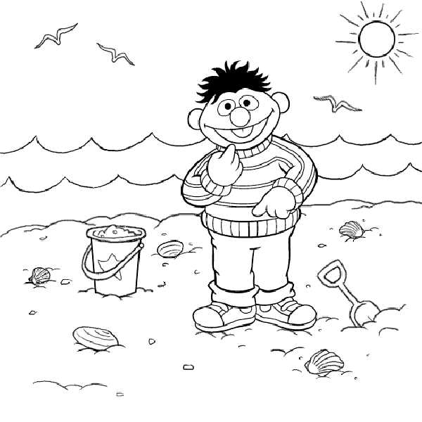 DIBUJO PARA COLOREAR Y PINTAR DE EPI EN LA PLAYA:BARRIO SESAMO ...