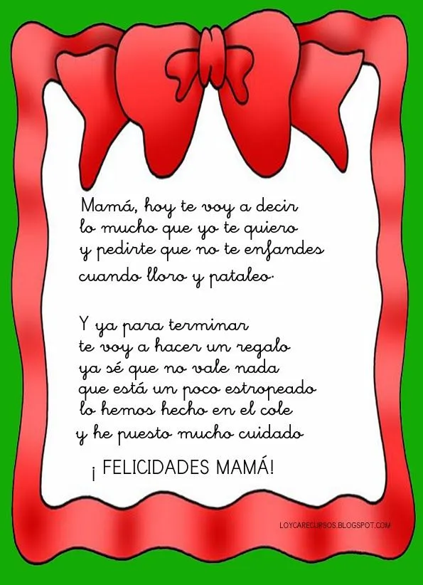 Maestra de Infantil: Poemas para el día de la madre