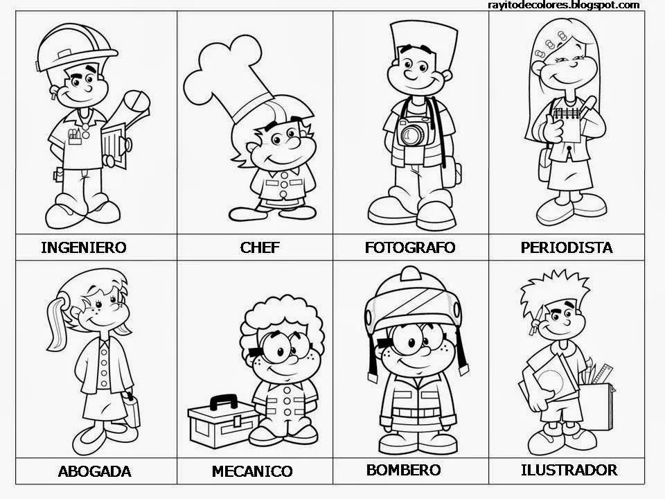 Maestra de Primaria: Dibujos de oficios para colorear. Profesiones.